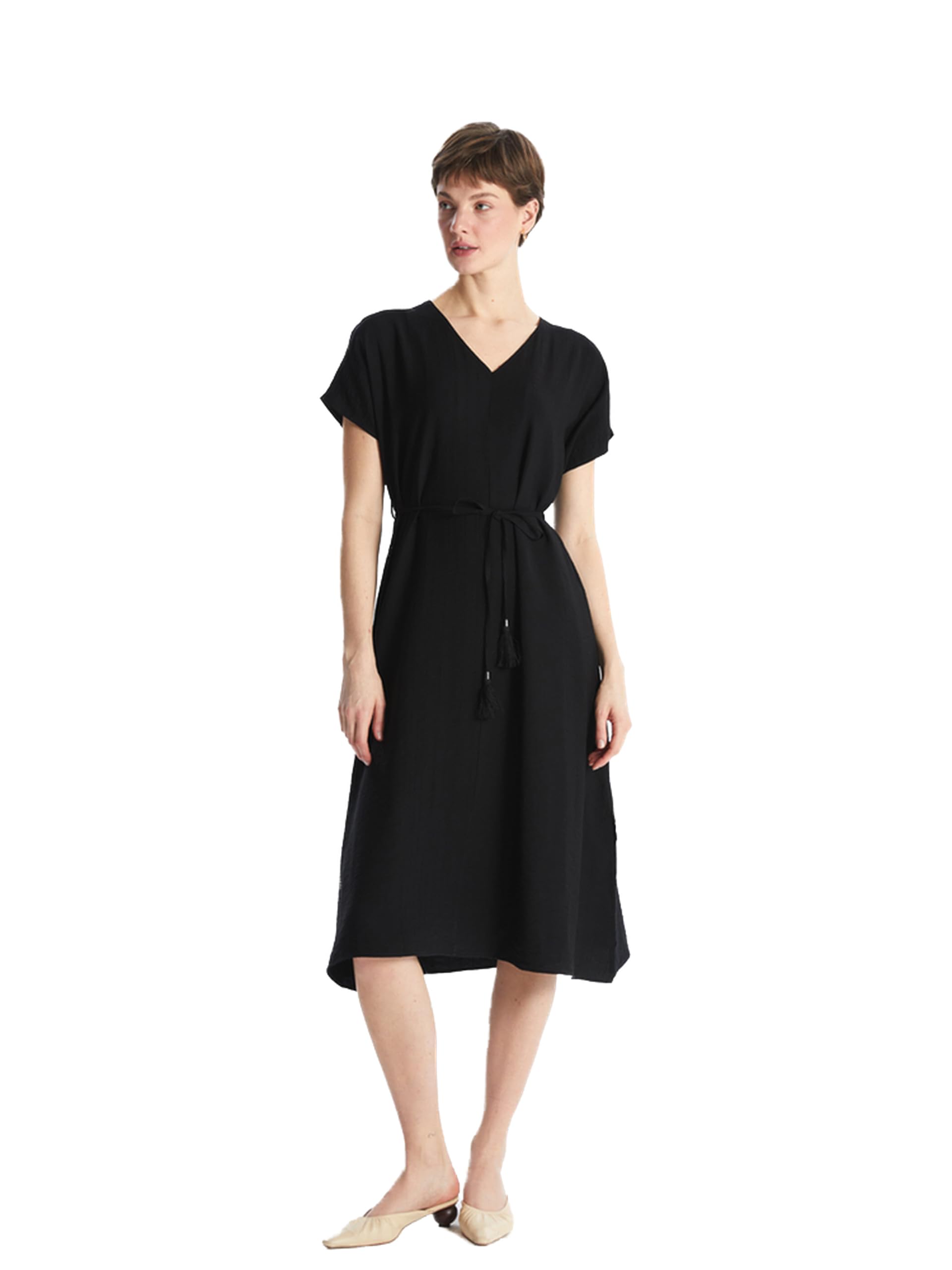صورة LC WAIKIKI V Neck Crinkle Women'S Dress