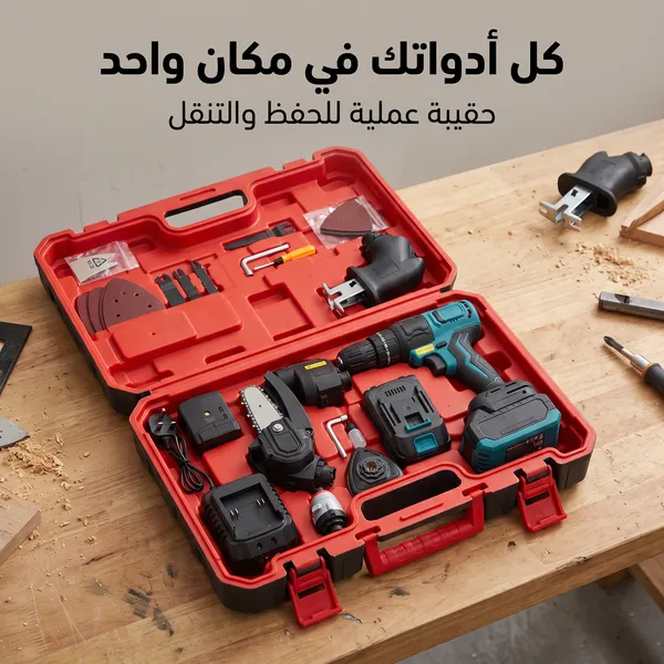 صورة صندوق تنظيم أدوات الورش اللاسلكية المتين - العدد والأدوات