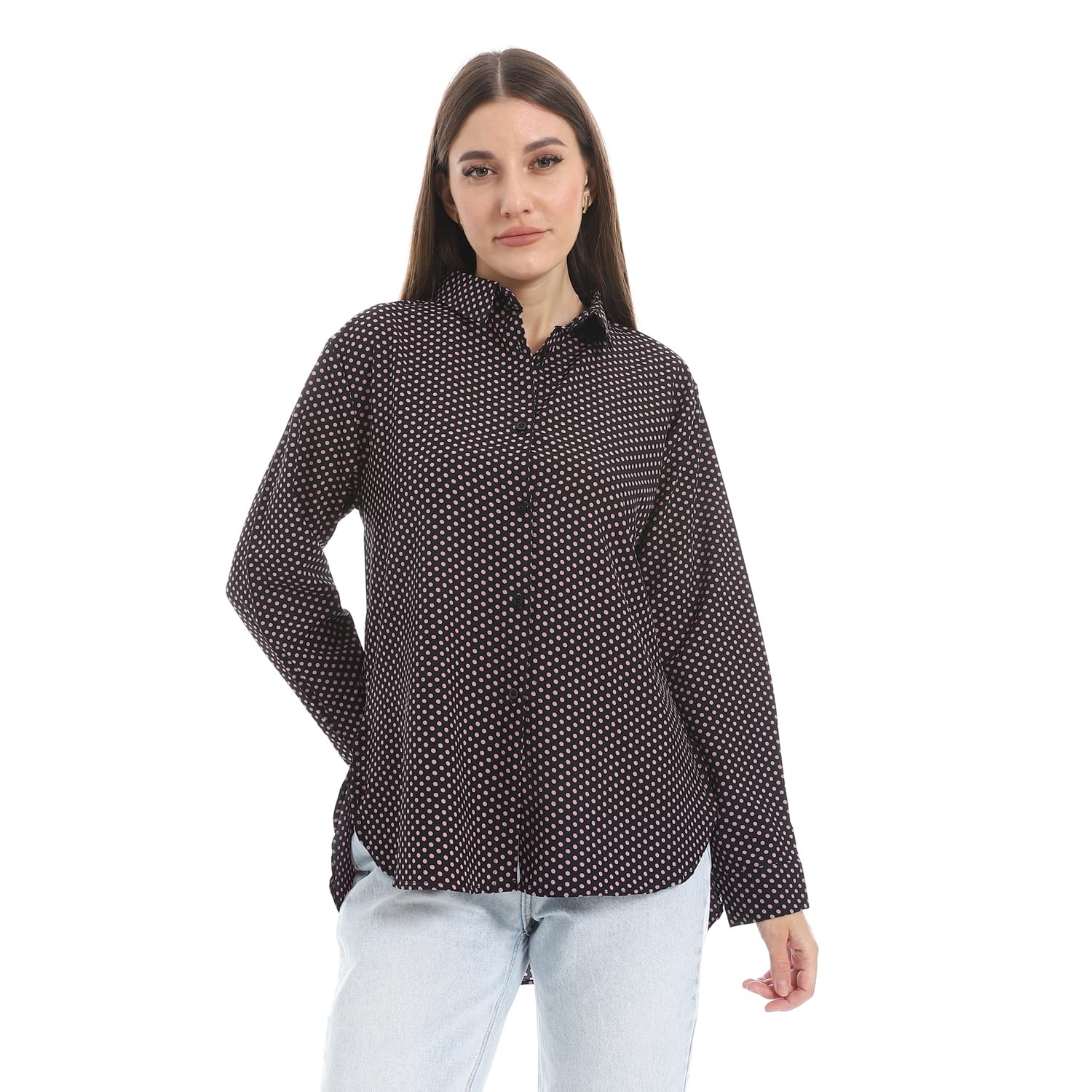 صورة Andora Womens Polka Dot Buttons Closure Western
