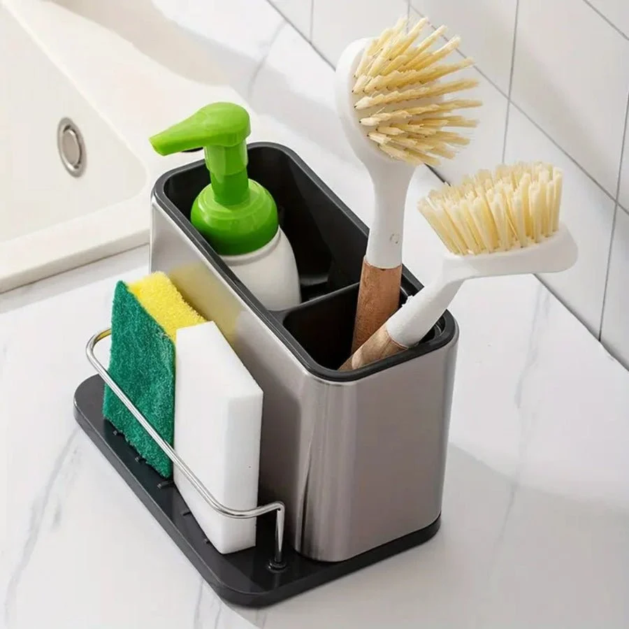 صورة Stainless Steel Sink Storage Rack - الإضاءة والأدوات المنزلية