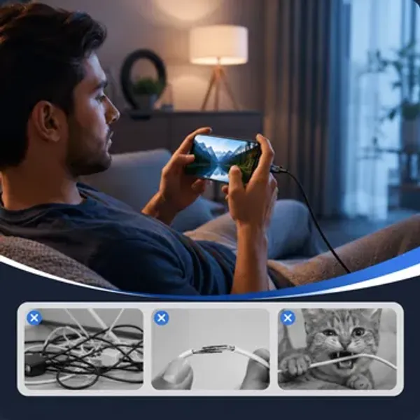 صورة كيبل شحن سريع 240 واط Type-C مع حامل هاتف مدمج 1.5 متر