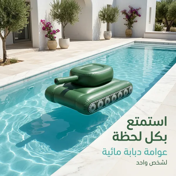 صورة عوامة حمام سباحة سيارة مائية بتصميم دبابة مع رشاش - الحدائق والأدوات الزراعية