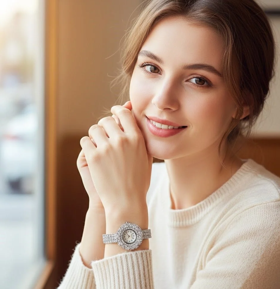 صورة ساعة يد نسائية Royal Sunburst مرصعة بالكريستال من Zambeel - الساعات الذكية والإكسسوارات