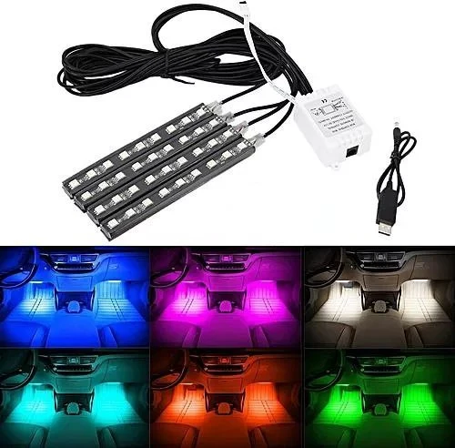 صورة إضاءة نيون RGB داخلية للسيارة من زامبيل - 4 قطع