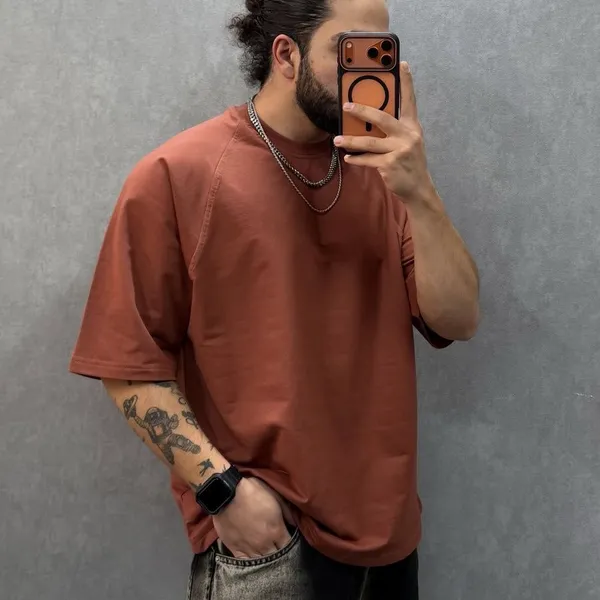 صورة تيشرت ميلتون صيفي لون بني مقاس XL