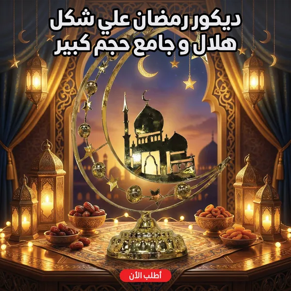 صورة ديكور رمضان هلال وجامع حجم كبير بتصميم فخم