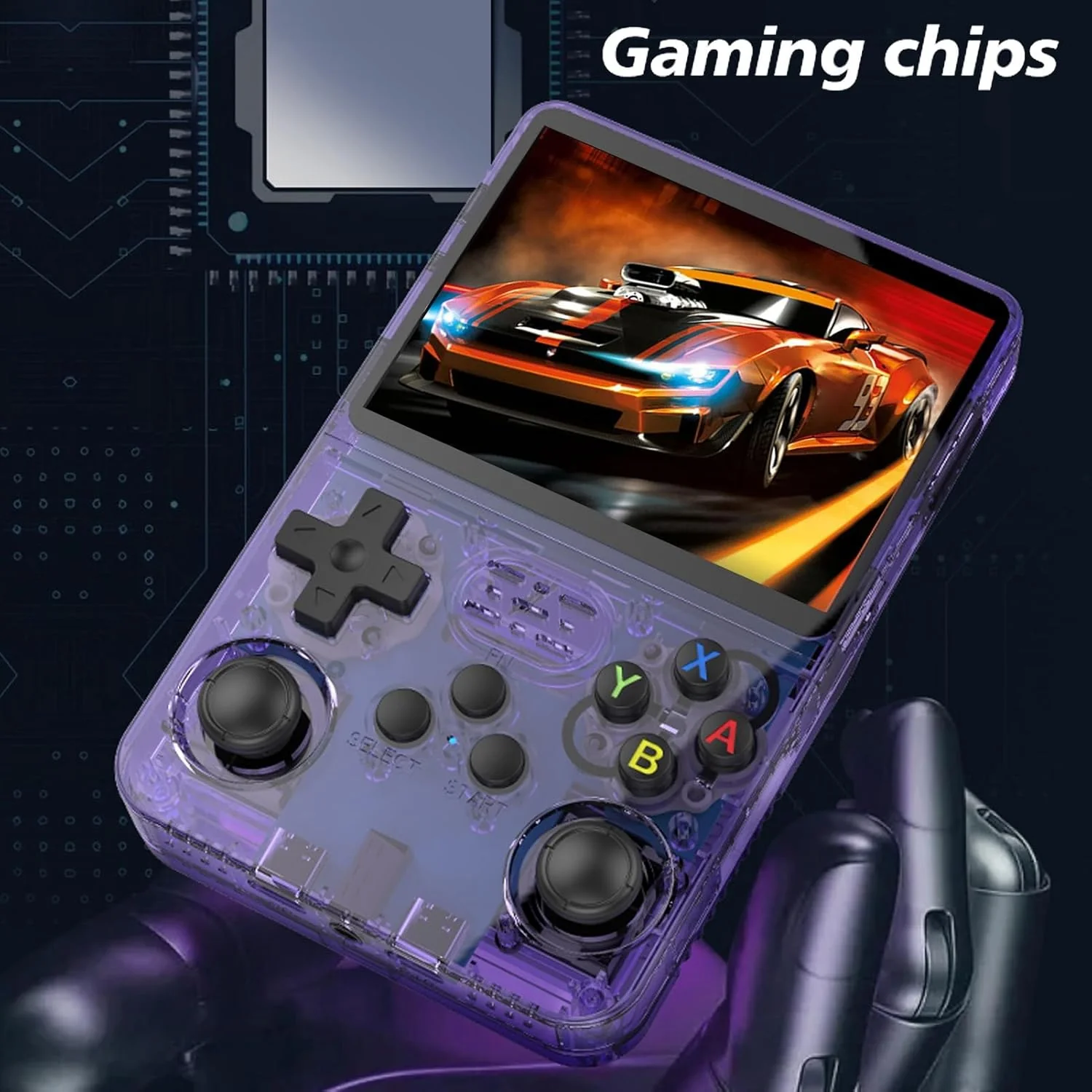 صورة جهاز ألعاب محمول Retro Game Console موديل R365 - شفاف بنفسجي